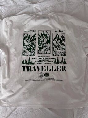 NFINITY Traveller Graphic Long Sleeve Tee - White with Green Print
